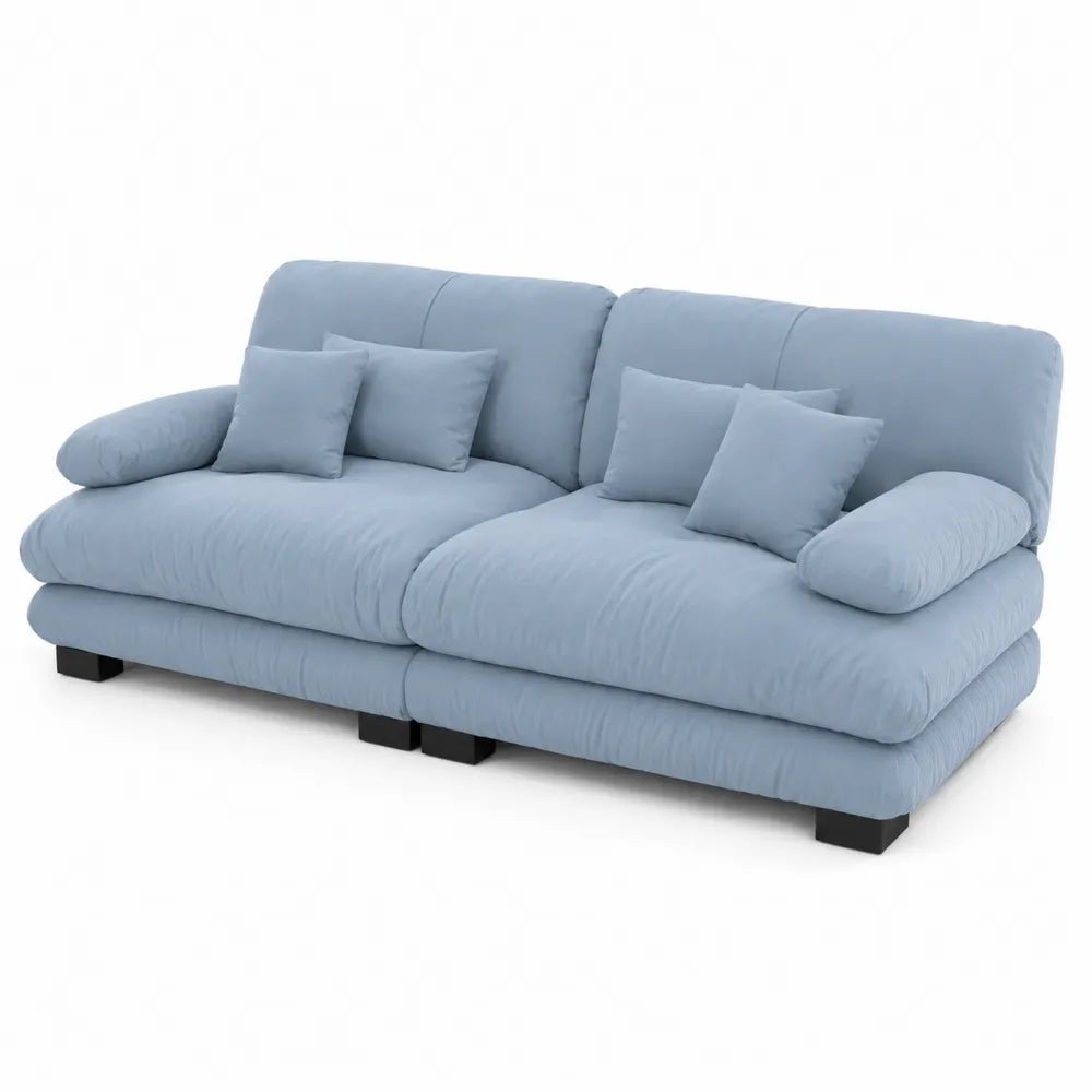 Canap¨¦ 3 places en bois et polyester Bleu Ciel 220x95x90