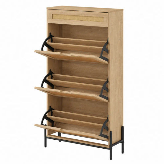 Meuble ¨¤ chaussures en bois avec ¨¦tag¨¨res pivotantes 4