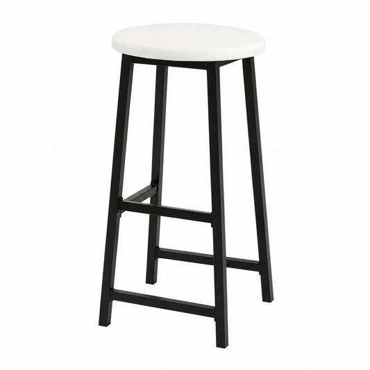 Tabouret de bar en m¨¦tal et PU Blanc/Noir 75