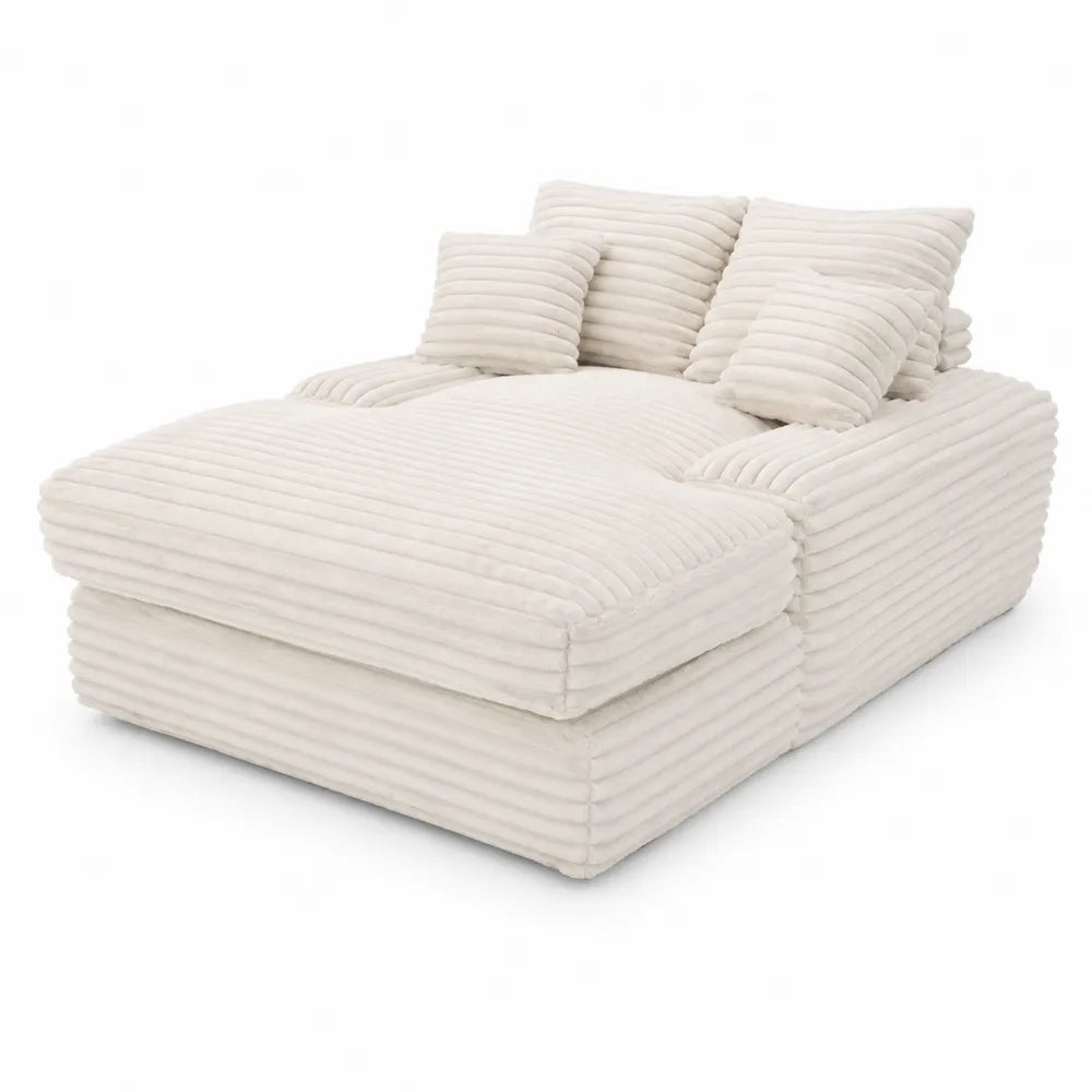 Canap¨¦ modulaire en velours c?tel¨¦ Cr¨¨me 180x120