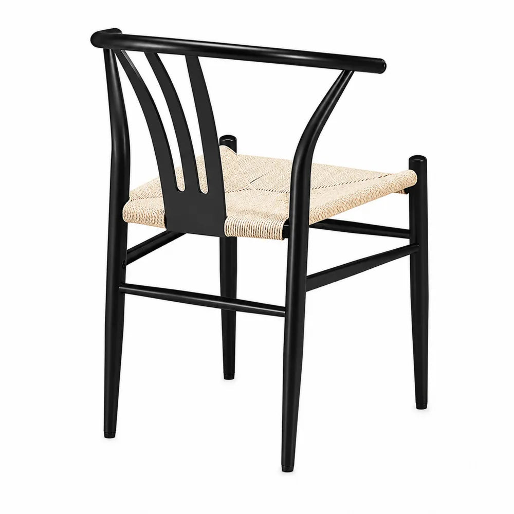 Chaise en bois Noir avec assise en rotin