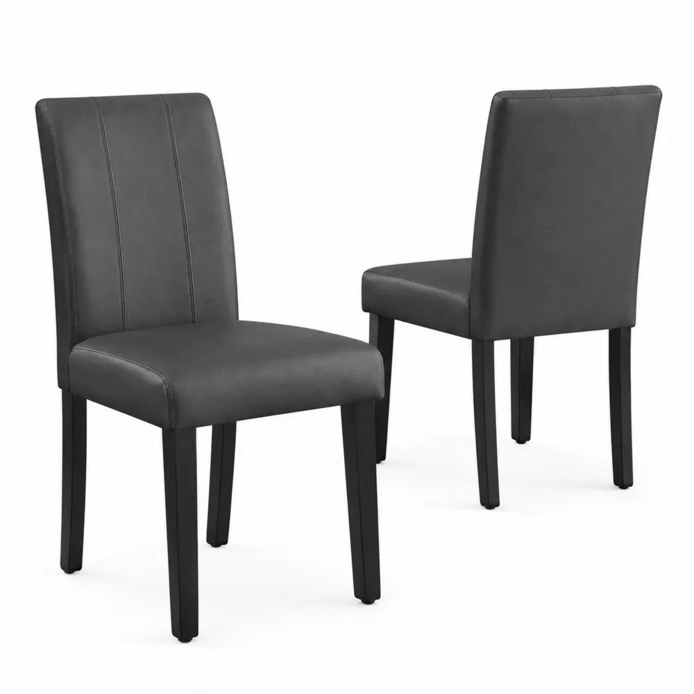 Lot de 2 chaises en cuir synth¨¦tique noir avec structure en