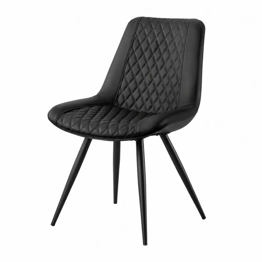 Chaise en cuir synth¨¦tique noir avec pieds en